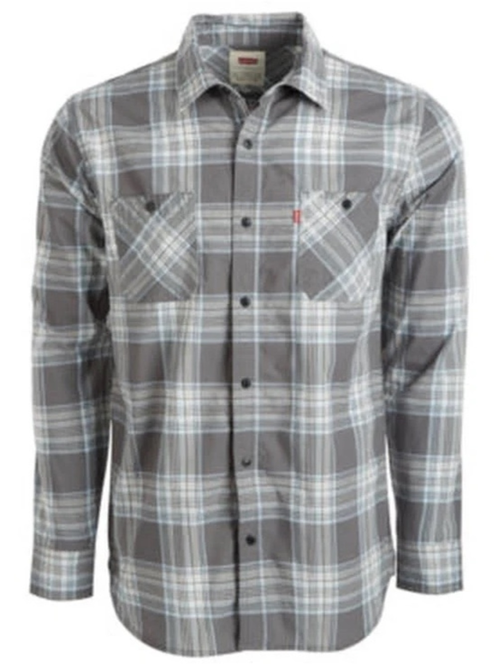 Levi's Men's Remick Plaid Shirt Grey White Long Sleeve Button Up Cotton Size M